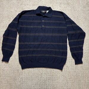 VTG The Italian Sweater Co Mens XL Blue Quarter Button Wool Blend Pullover 90s
